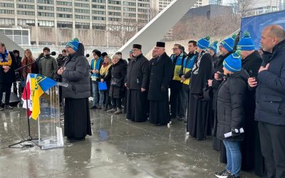 Владики Постійного Синоду УГКЦ взяли участь у мітингу в Торонто з приводу третьої річниці повномасштабного вторгнення